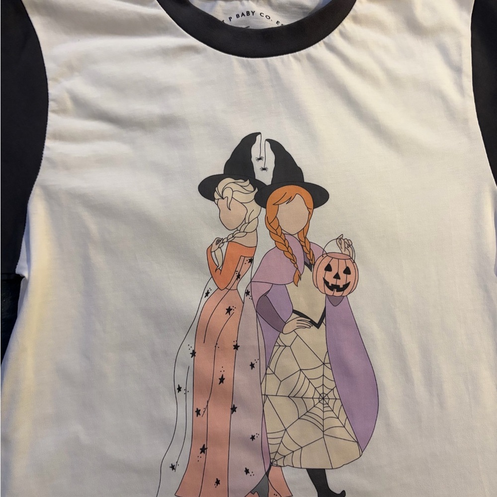 Sweet P Baby Co. Girls 5/6 Halloween Anna Elsa Frozen Princess Tee T Shirt Grey - Picture 3 of 6